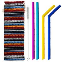KISSWILL Reusable Silicone Drinking Straws Compatible with 30oz and 20oz tumblers, 10" Extra Long and 4.2" Wide with Cleaning Brush and Pouch