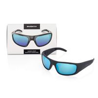Inventiv Wireless Bluetooth Sunglasses, Open Ear Music & Hands-Free Calling, for Men & Women, Polarized Lenses, Compatible with iPhone/Android (Black/Blue Sport)