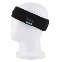 Upgraded Unisex Knit Bluetooth Beanie Hat/Headband Headphones V4.2 Unique Christmas Tech Gifts Stocking Stuffer w/Built-in Stereo Speakers (Headband, Black)