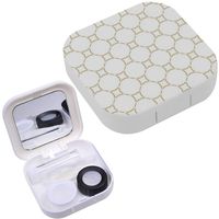 Portable Contact Lens Case Box Travel Kit Mirror + Bottle + Tweezers Container Holder [ Golden Arabian ]
