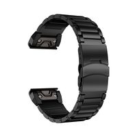 LDFAS Fenix 6X/5X Plus Band, Sport Quick Release Easy Fit 26mm Stainless Steel Metal Bands Safety Buckle Compatible for Garmin Fenix 6X/6X Pro/5X/5X Plus/3/3HR Smartwatch, Black
