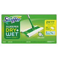 Dry and Wet Floor Mopping and Cleaning Starter Kit, All Purpose Floor Cleaning Products, 1 Mop, 14 Dry Pads, 6 Wet Pads