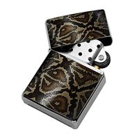 Snake Skin Pattern - Windproof Flip-Top Refillable Silver Lighter with tin Gift Box