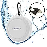 GeeGadgets Bluetooth Shower Speaker - Portable Waterproof Music Player with Suction Cup Mount & Rechargeable Battery White (geeblk01)