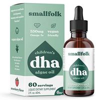 Children's DHA Algae Oil, 550 mg DHA EPA Omega 3, Plant-Based, Vegan, Brain Support Supplement, Sugar-Free Organic Strawberry Flavor, 2 Ounce - 2 Month Supply
