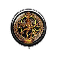 Golden Buddha Pill Box,Dance of Destruction Lord Shiva Pill Box,Glass Dome Buddhist Jewelry, Deity Spiritual Amulet Candy Box