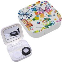 Portable Contact Lens Case Box Travel Kit Mirror + Bottle + Tweezers Container Holder [ Amazing Butterflies Bubbles ]