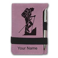 Mini Notepad, Hiker Woman, Personalized Engraving Included (Pink)