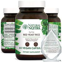 Natural Nutra Red Yeast Rice Extract with Monacolin K, Supplement for Cholesterol and Cardiovascular Support, Citrinin Free, Soy Free, Gluten Free, Recyclable Glass Bottles, 600 mg, 60 Vegan Capsules