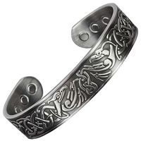Mens Viking Bracelet Copper Bracelet for Arthritis Pain Relief Copper Magnetic Therapy Bracelet Joint Wrist Healing Bangle Antique Silver EP-Eagles (L: Wrist 7.5-8.5")