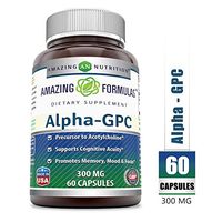 Amazing Formulas - Alpha-GPC Dietary Supplement - 300 Milligrams - 60 Capsules (Non-GMO,Gluten Free) Promotes Positive Mood, Better Concentration and Memory * - Supports Acetylcholine Function *