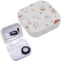Portable Contact Lens Case Box Travel Kit Mirror + Bottle + Tweezers Container Holder [ Coffee Tea Party ]