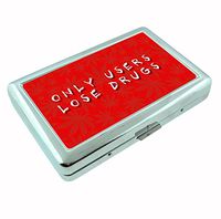 Only Users Lose Drugs Funny Metal Silver Cigarette Case Holder Wallet RFID-blocking