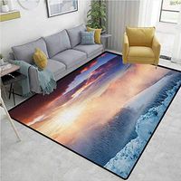 YucouHome Winter Paisley Door Mats Outdoor, Fantastic Snowy Photography Winter Landscape Carpathian Region Ukraine Europe, Fashionable High Class Living Bedroom Rugs(2.5'x 9') Peach White Blue