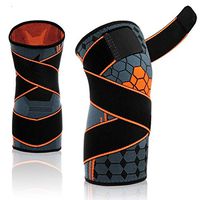 Knee Brace Compression Sleeve with Strap by (Pair) for Men Women,Breathable Elastic Blend - Anti Slip,Knee Pain Relief & Injury Rehabilitation Sports Running Hiking Powerlifting