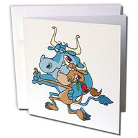 3dRose Funny Cow Bull Tango Cartoon - Greeting Cards, 6 x 6 inches, set of 6 (gc_104029_1)