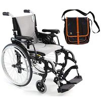 Karman S-Ergo 305 Ultra Lightweight Ergonomic Wheelchair | Adjustable Seat Height | Seat Size 16" X 17" | Frame Color Pearl Silver & Free Black Medical Utility Bag with Trim!