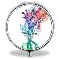 Giraffe Pill Case, Round Stainless Drug Organizer Container Medicine Cover for Pocket Daily&Weekly
