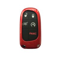 WFMJ Red Paint Remote Key Case Cover Fob Skin Holder for Dodge Chrysler 300 Challenger Dodge Charger Dart Durango Journey Jeep Grand Cherokee Keyless Key Bag Fob