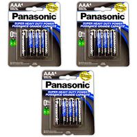 12pc Panasonic AAA Batteries Super Heavy Duty Power Carbon Zinc Triple A Battery 1.5v