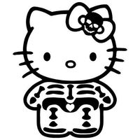 Hello Kitty Skeleton - Vinyl - 5" tall (color: BLACK) decal laptop tablet skateboard car windows stickers