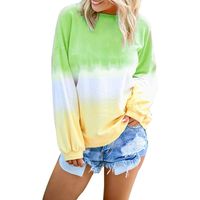 haoricu Women's Casual Triple Color Block Long Sleeve Pullover Loose Lightweight Tops Sweatshirts (Green, XXXL)
