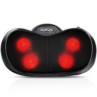 NURSAL Shiatsu Neck Pillow Massager, 3D Deep Kneading Massage Pillow with Heat Spa Therapy and Warm Hand Bag for Neck, Shoulder and Back Fatigue, Stiffness and Pain Relief