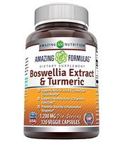 Amazing Formulas Boswellia Extract & Turmeric 1200mg per Serving Veggie Capsules - Supports Muscle, Joint & Connective Tissue Health, Heart & Digestive Function, Inflammation Response* (120 Count)