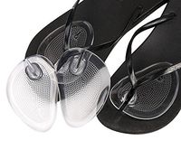 2Pairs Gel Thong Sandal Toe Protectors Forefoot Cushions Grip Pads Ball-of-Foot Cushions (Clear)
