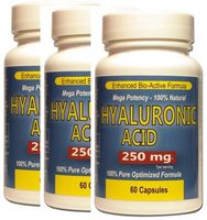 (Pack of 3) Hyaluronic Acid 250 Mg Mega Strength 60 Capsules Pills Joints Antioxidant