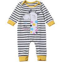 Ugthe Toddler Boy Rompers Autumn Winter Kid Baby Boy Cartoon Giraffe Print Striped Long Sleeve Romper - 6-12M