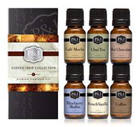 Coffee Shop Set of 6 Fragrance Oils - Premium Grade Scented Oil - 10ml - Coffee, Café Mocha, Chai Tea, Hot Chocolate, Blueberry Muffin, French Vanilla
