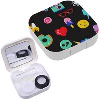 Portable Contact Lens Case Box Travel Kit Mirror + Bottle + Tweezers Container Holder [ Pop Art Fashion Chic ]