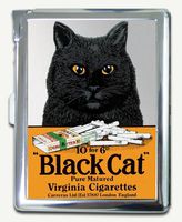 Black Cat Cigarette Case Built in Lighter