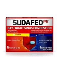 Sudafed PE Day + Night Sinus Congestion Tablets - 20 ct, Pack of 5