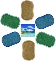Kitchen Scrubber Sponge by Tiare Home Non Scratch Cleaning for Dishes and More Dual Surface Microfiber (6 Pack)