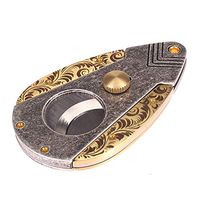 BUY-TO Cigar Cutter Guillotine Cut Full Stainless Steel Vintage Engraving Fits Most Cigars,Silver