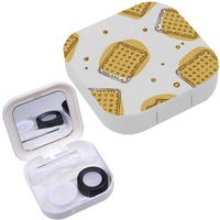 Portable Contact Lens Case Box Travel Kit Mirror + Bottle + Tweezers Container Holder [ Crispy Crackers Yellow ]