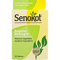 Senokot Regular Strength, 20 Tablets, Natural Vegetable Laxative Ingredient senna for Gentle Dependable Overnight Relief of Occasional Constipation