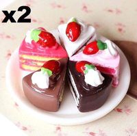 2PC Miniature Dollhouse Triangle Cake Re-ment Garden Fairy Bonsai Decor Craft в†