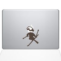 The Decal Guru Skiing Decal Apple Decal Vinyl Sticker, 13" MacBook Pro (2015 & Older Models), Brown (1636-MAC-13P-BRO)