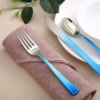 Tableclothsfactory 24 Pack Disposable Plastic Forks | 7"| Blue-Silver | BPA Free | Ombre Design Party Disposable Tableware