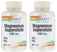 Solaray Magnesium Asporotate 400 Milligrams (180 Veg Caps) Pack of 2