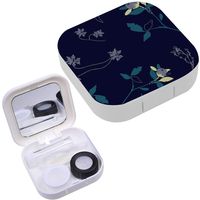 Portable Contact Lens Case Box Travel Kit Mirror + Bottle + Tweezers Container Holder [ Floral ]