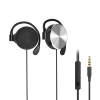 Clip-on Headphones, subwoofer Stereo Wired Headphones, Compatible with 3.5mm Interface Device, with Microphone（Silver）