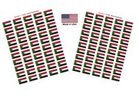 Made in USA! 100 Country Flag 1.5" x 1" Self Adhesive World Flag Scrapbook Stickers, Two Sheets of 50, 100 International Sticker Decal Flags Total (Sudan)