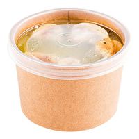 Bio Soup Container Round Clear Plastic Lid - Fits 8 and 12 oz - 3 1/2" x 3 1/2" x 1/2" - 25 count box - Restaurantware