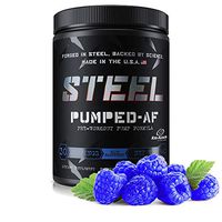 Steel Supplements Pumped-AF Pre Workout Powder w/Hydromax & Kre-Alkalyn | Caffeine Free, Increase Blood Flow & Hydration | 30 Servings (Blue Raspberry)