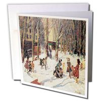 Winter High Bridge Park by George Luks, Children in Snow- Greeting Cards, 6 x 6 inches, set of 6 (gc_173751_1)