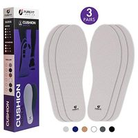 PureFit Cushion Shoe Insoles, 3 Pairs Shoe Inserts for Men, Removable Foam Insoles Set for Boots and Sneakers, Comfortable Anti-Microbial, Anti-Odor, Flat and Thin Work Insoles (Grey, 5#)